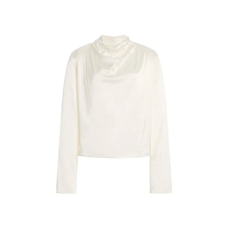 Ivory Long-Sleeve Cowl-Neck Top