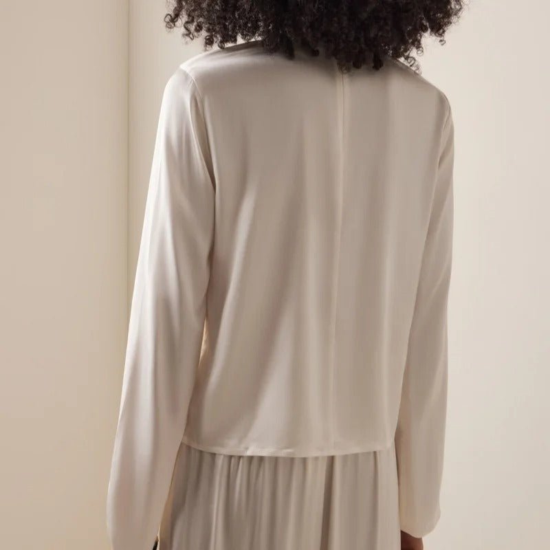 Ivory Long-Sleeve Cowl-Neck Top
